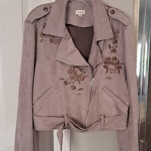 Pol faux suede embroidered jacket size medium.